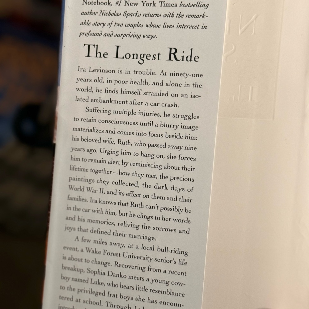 The Longest Ride by Nicholas Sparks Hardcover - Picture 2 of 2